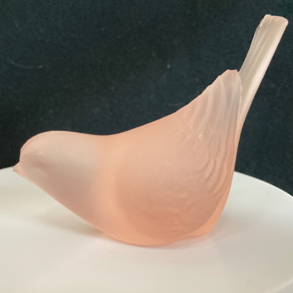 Vintage Westmoreland Pink Mist Satin Glass Bird Figurine